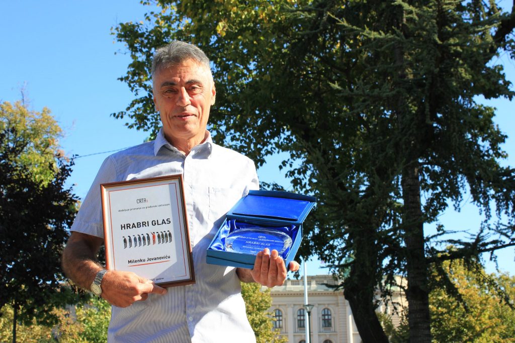 Milenko Jovanović, uzbunjivač iz Agencije za zaštitu životne sredine, dobitnik priznanja “Hrabri glas” za 2021. godinu